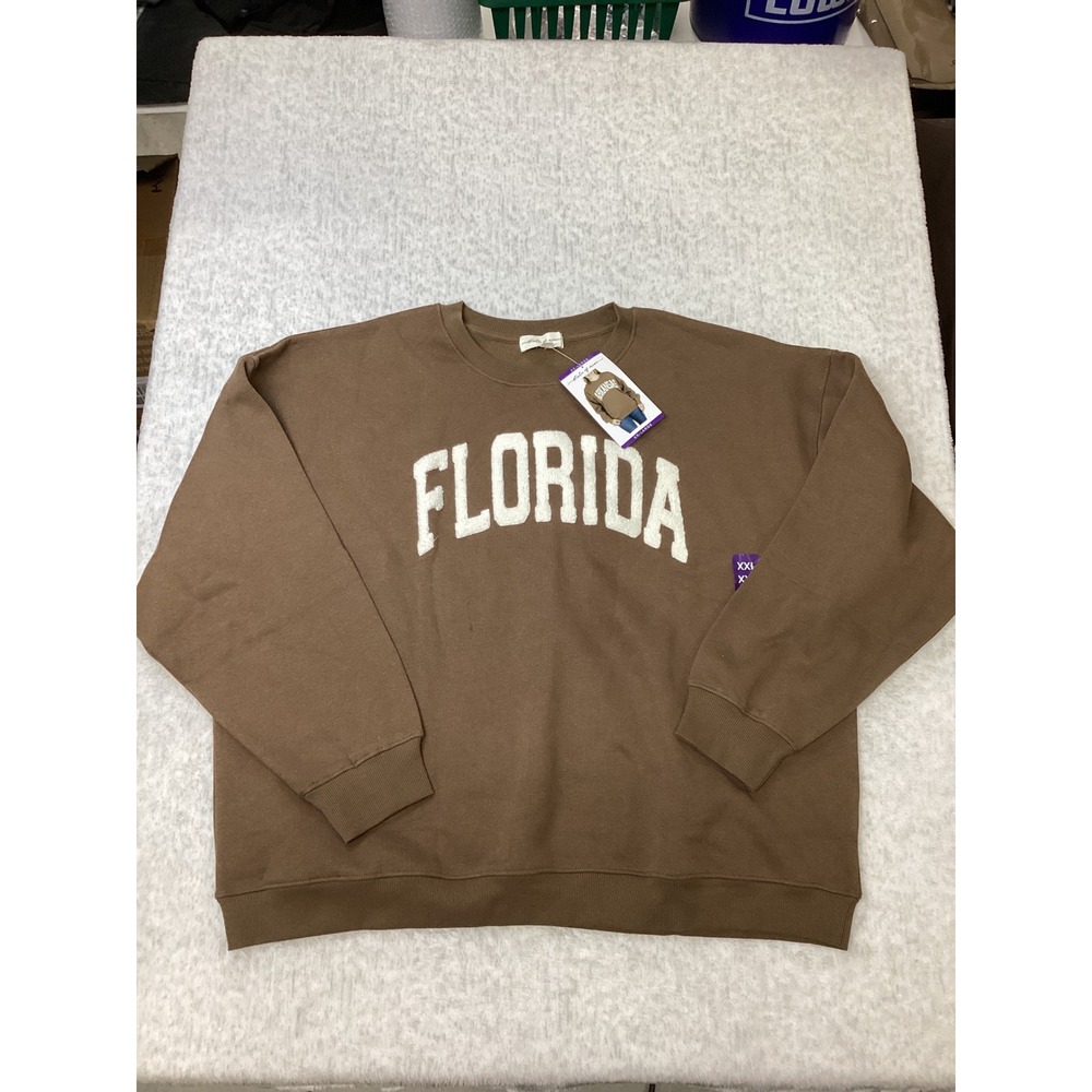 State of Mine Florida‎ Chenille Varsity Sweatshirt Brown XXL Womens Oversized…